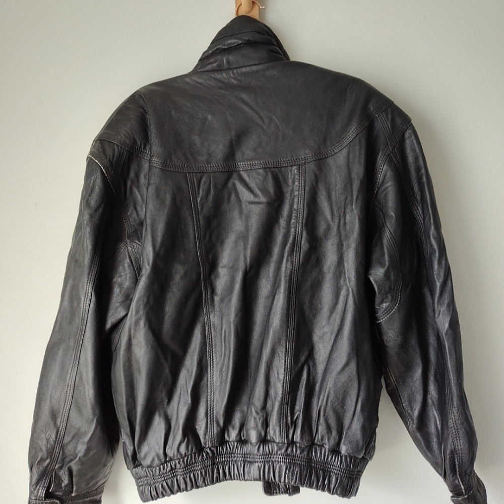 Vintage leather bomber jacket XL - Picture 3 of 16